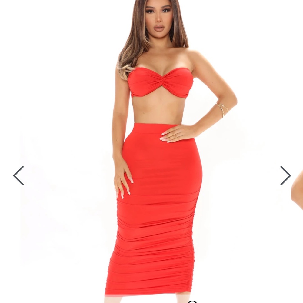 Red 2pc skirt set